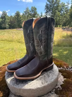 Old West Westernboots Gleeson Dirty Reddish Brown With Vintage Blue Denim Shaft