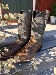 Old West Cowboyboots Brown Lasy Vintage Foot with Anthracite Shaft Brannack