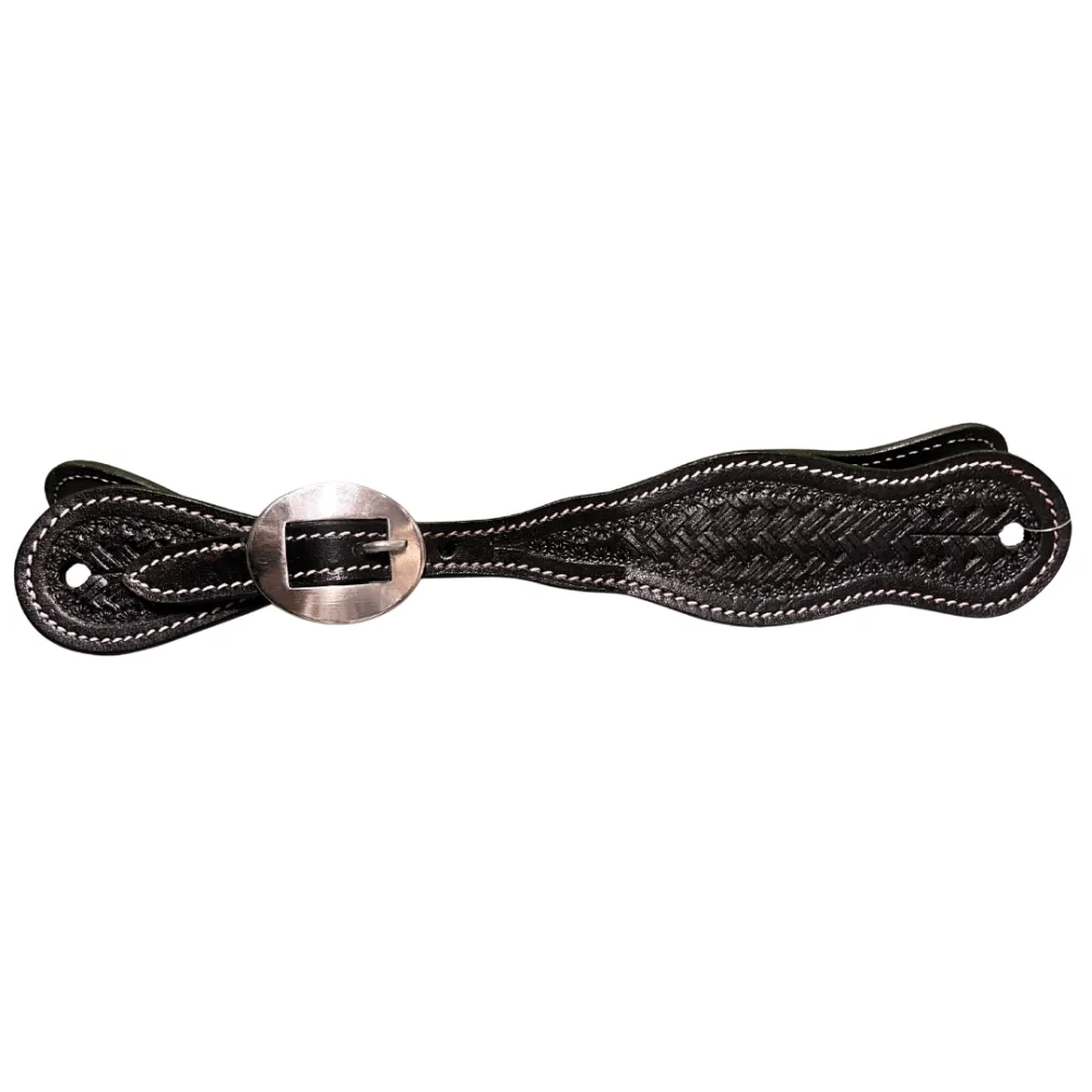 Raw Tack Spur Strap With Basket Tooling Black