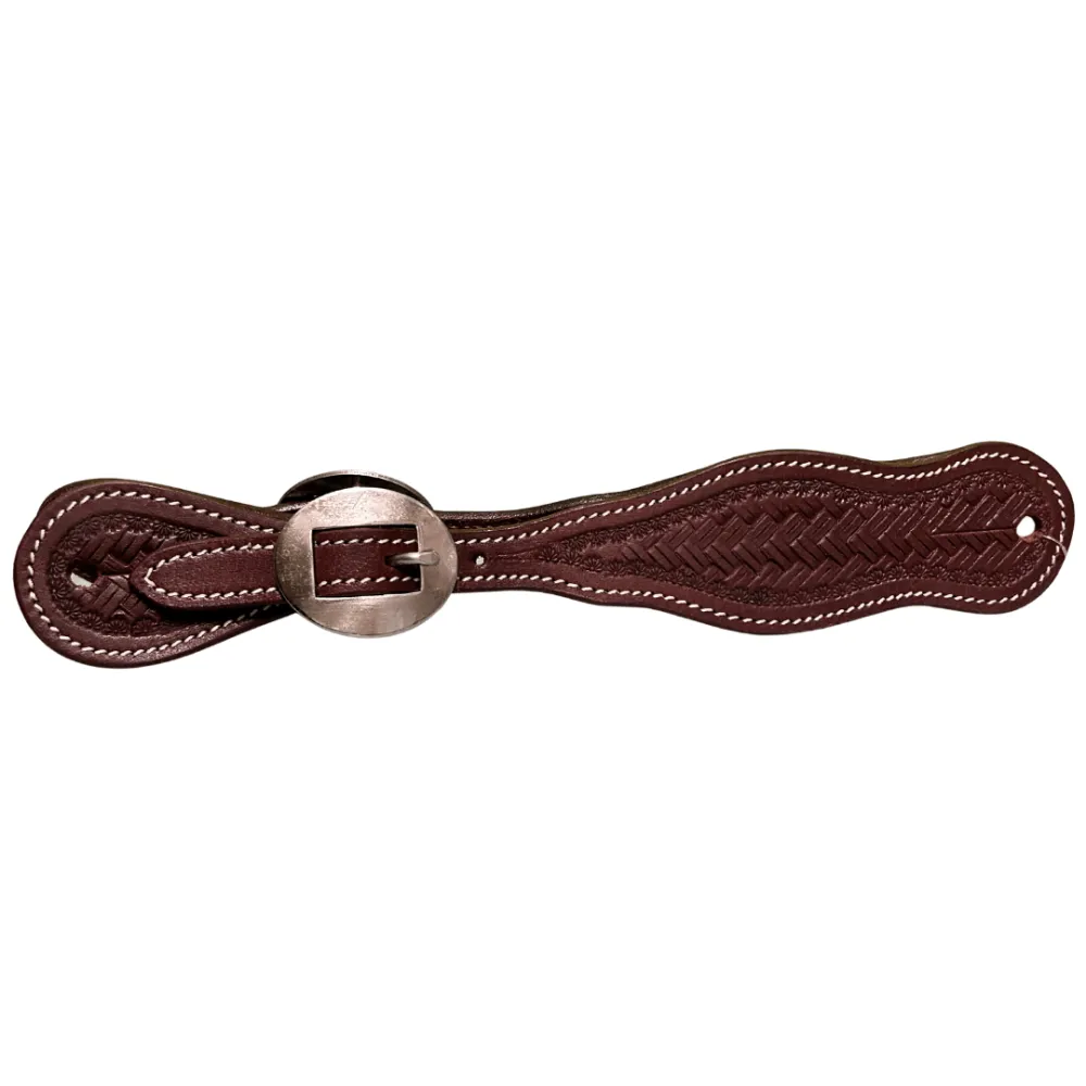 Raw Tack Spur Strap With Basket Tooling Natural