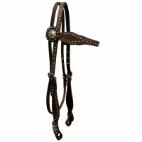 Raw Tack Studded Browband Headstall With Conchos