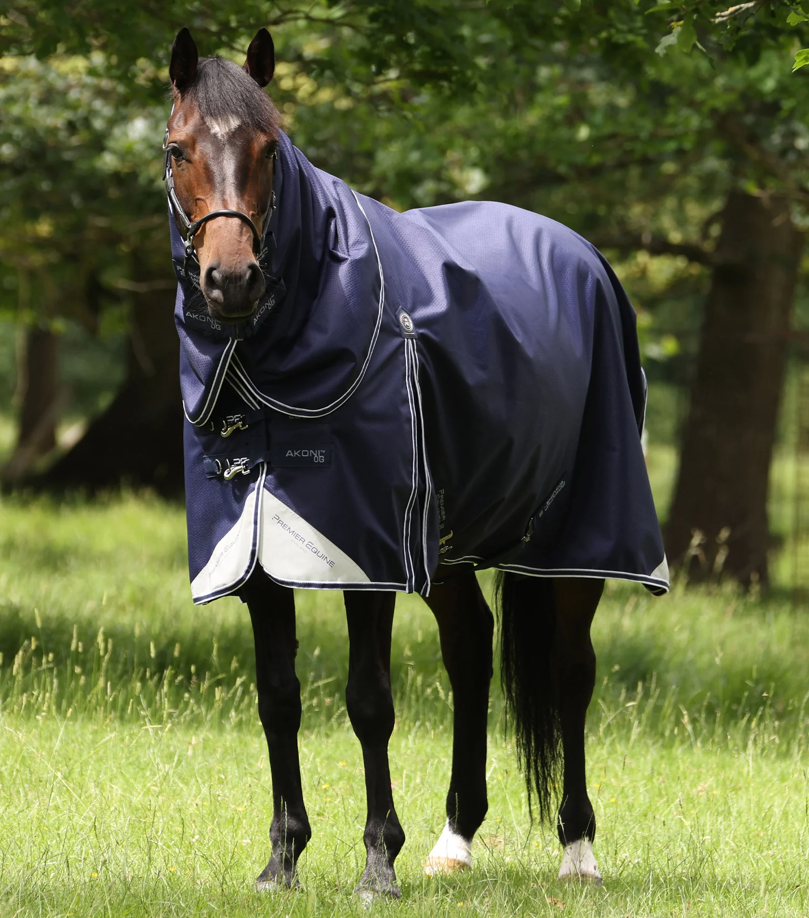 Premier Equine Akoni 0g Turnout Rug with Classic Neck Cover Navy