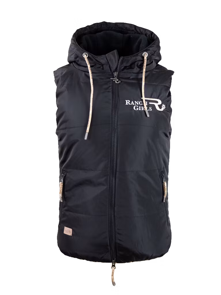Ranch Girls Hooded Vest Pam Black