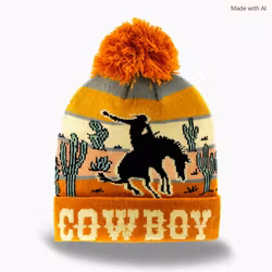 Cowboy Western Adventure Knitted Beanie Orange
