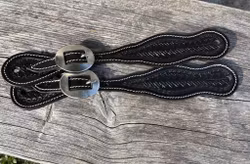 Raw Tack Spur Strap With Basket Tooling Black
