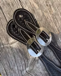 Raw Tack Spur Strap With Basket Tooling Black
