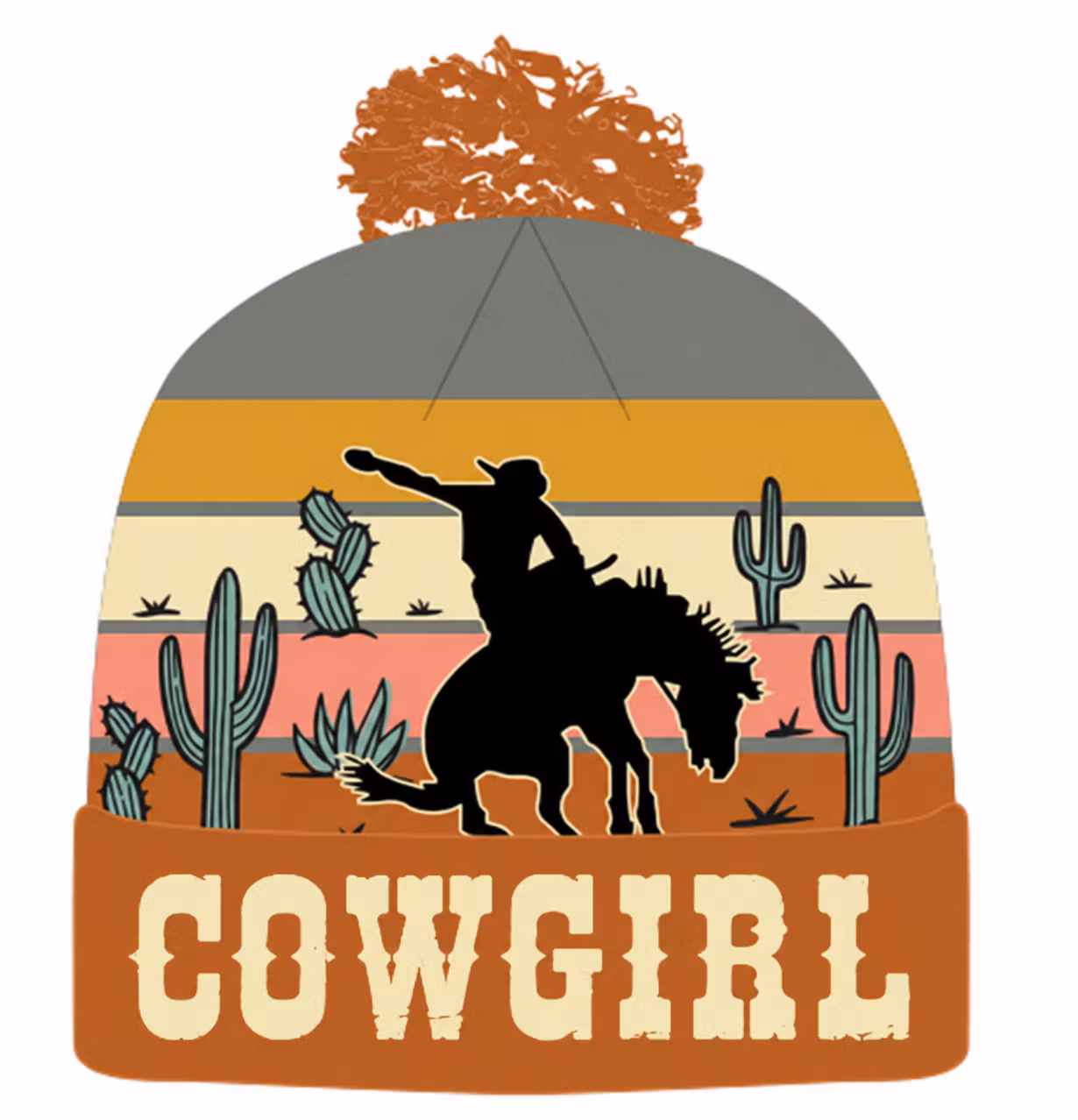 Cowgirl Western Adventure Knitted Beanie Orange