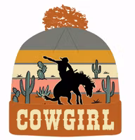 Cowgirl Western Adventure Knitted Beanie Orange