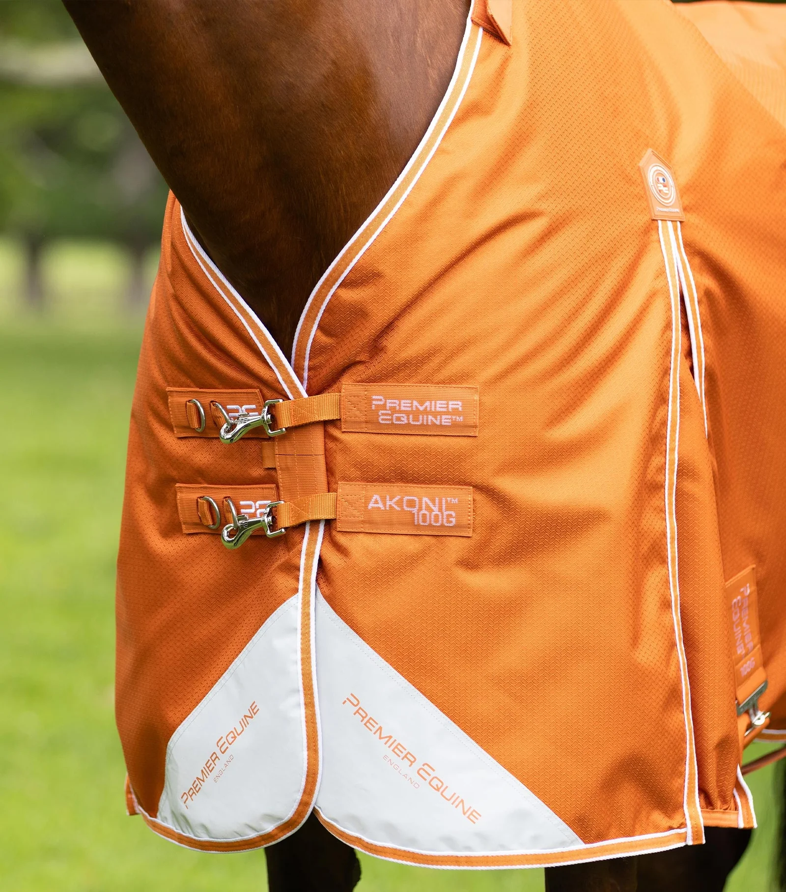 Premier Equine Akoni 100 g Turnout Rug With Classic Neck Cover Burnt Orange
