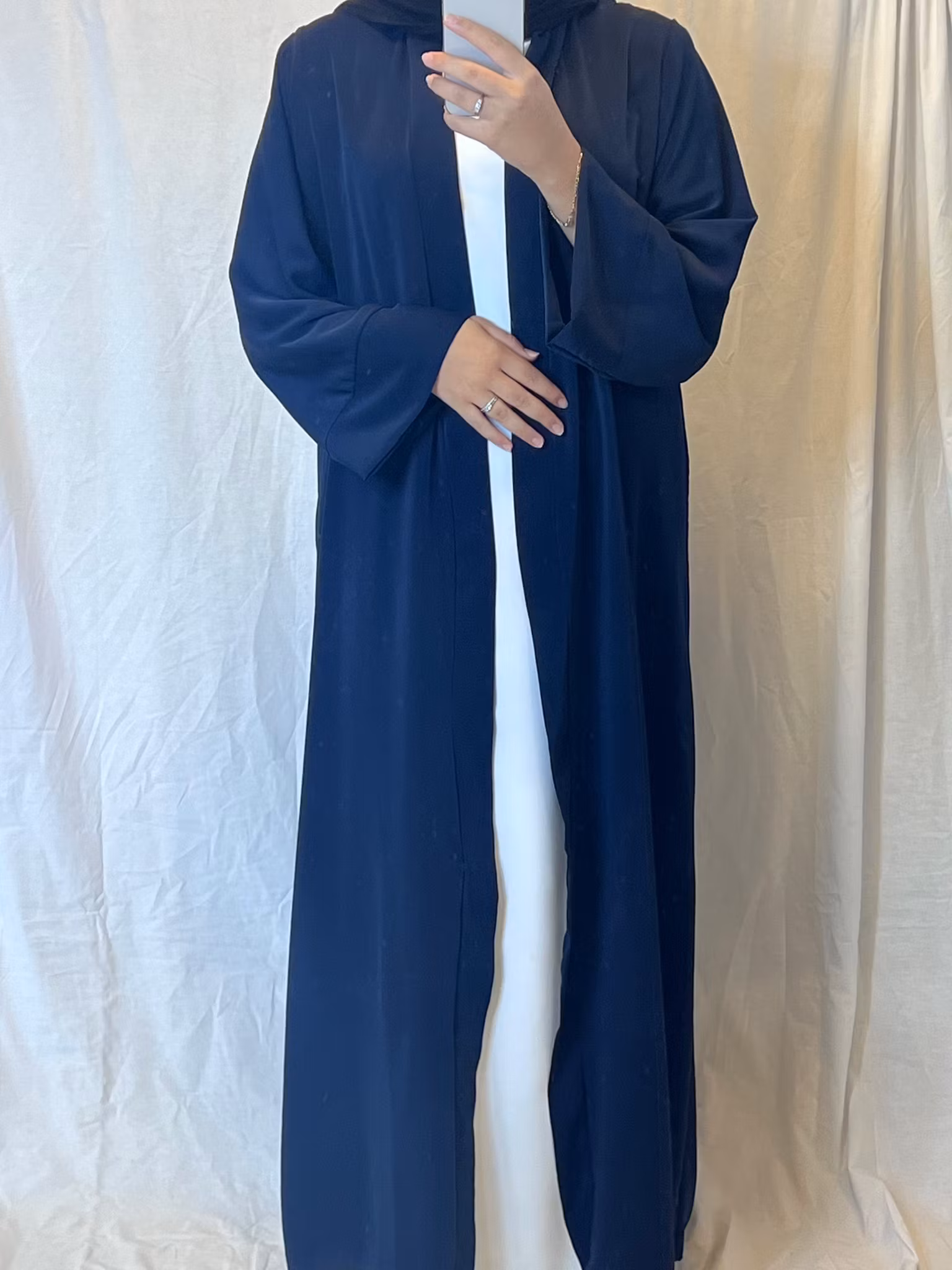 Sleeveless abaya medina silk white