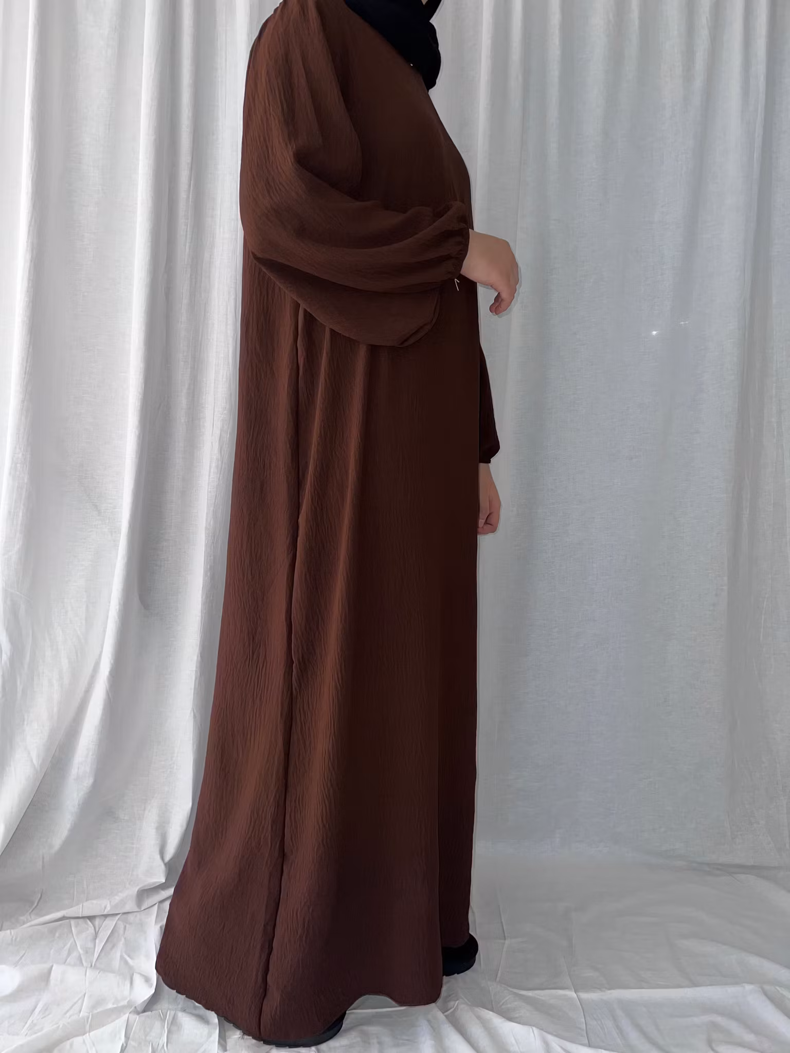 Jazz balloon sleeve abaya brown