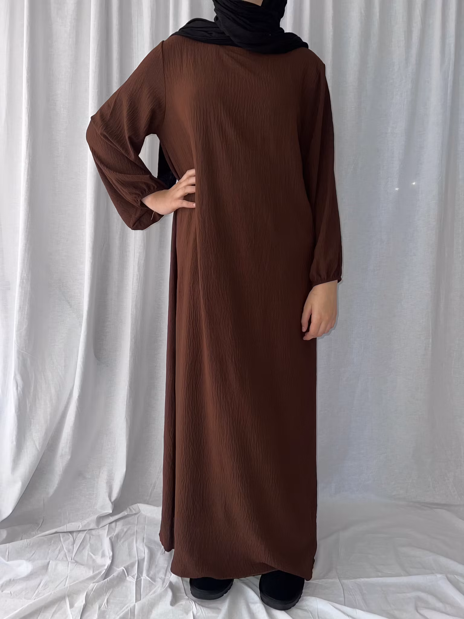 Jazz balloon sleeve abaya brown