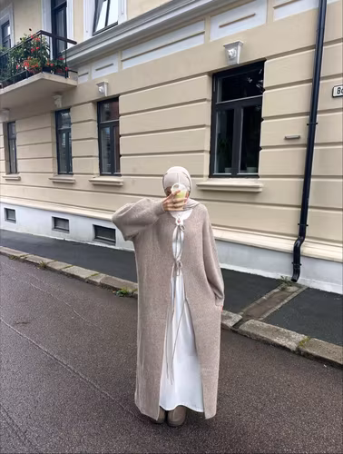 LONG TIE-FRONT CARDIGAN
