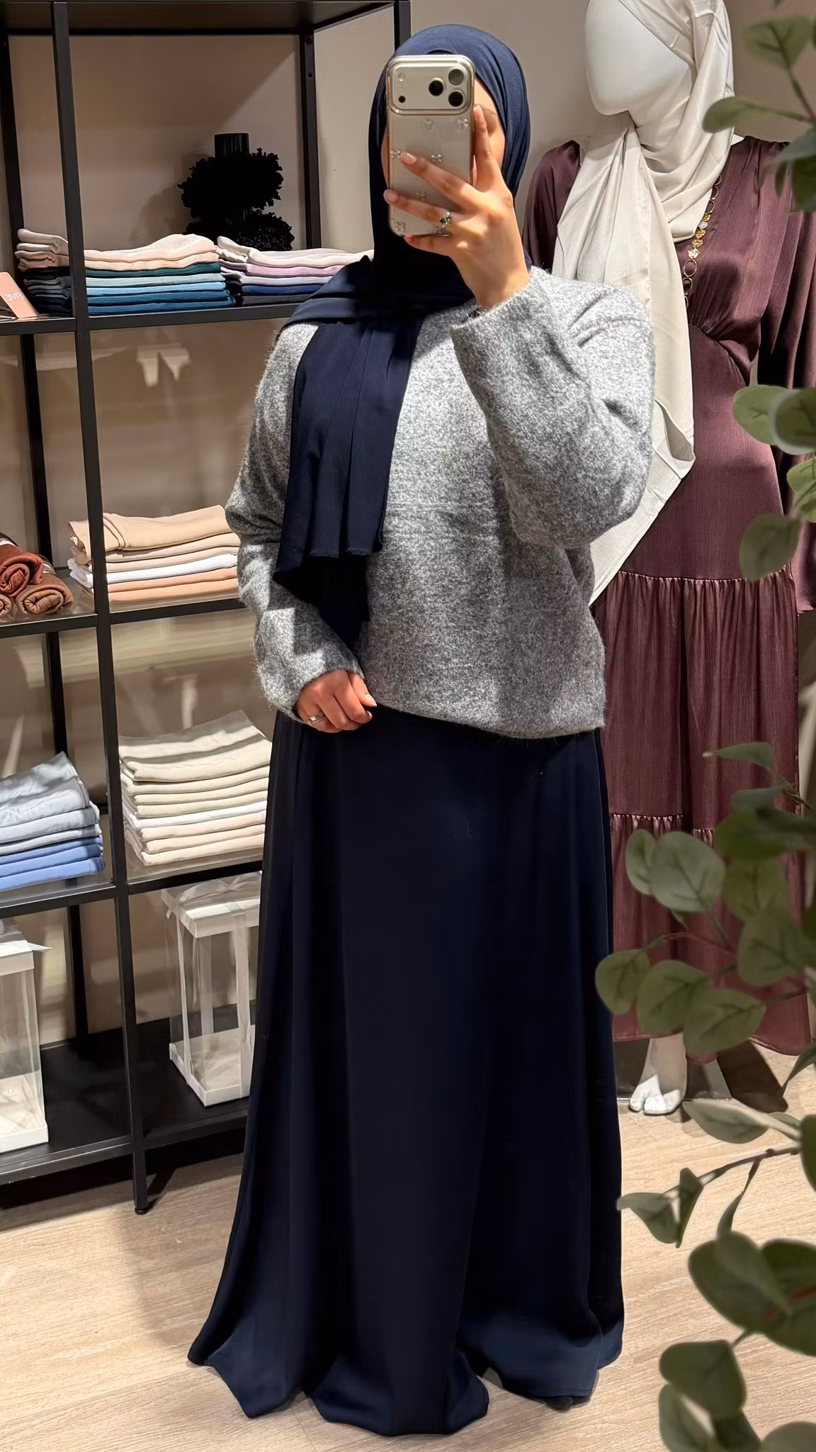 SATENG SKJØRT-MARINEBLÅ