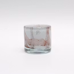 Ljuslykta UNIK Cylinder Vit m Rosa Linjer