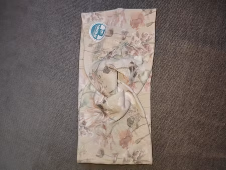 Bomullspannebånd twist rosa beige blomster