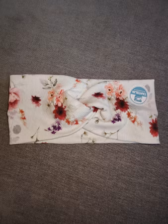 Bomullspannebånd twist rød blomst