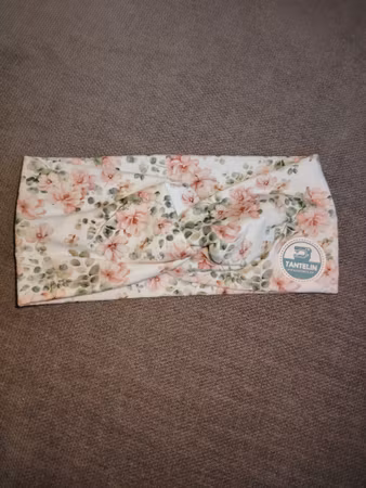 Bomullspannebånd twist rosa blomster