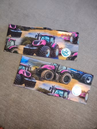 Bomullspannebånd rosa traktor