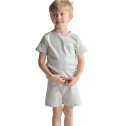 Trikåpyjamas kortärmad grå