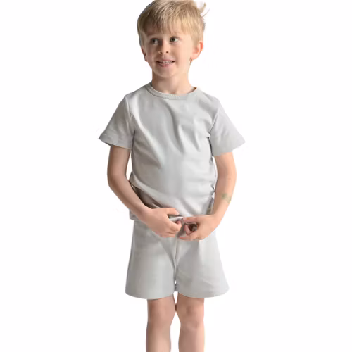 Trikåpyjamas kortärmad grå