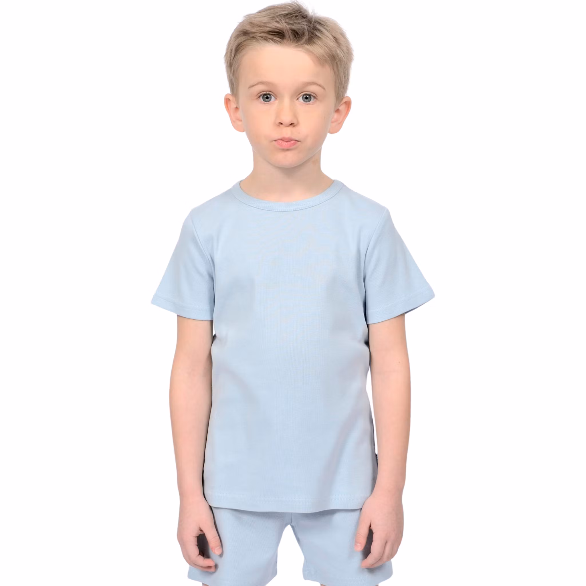 Trikåpyjamas kortärmad blå