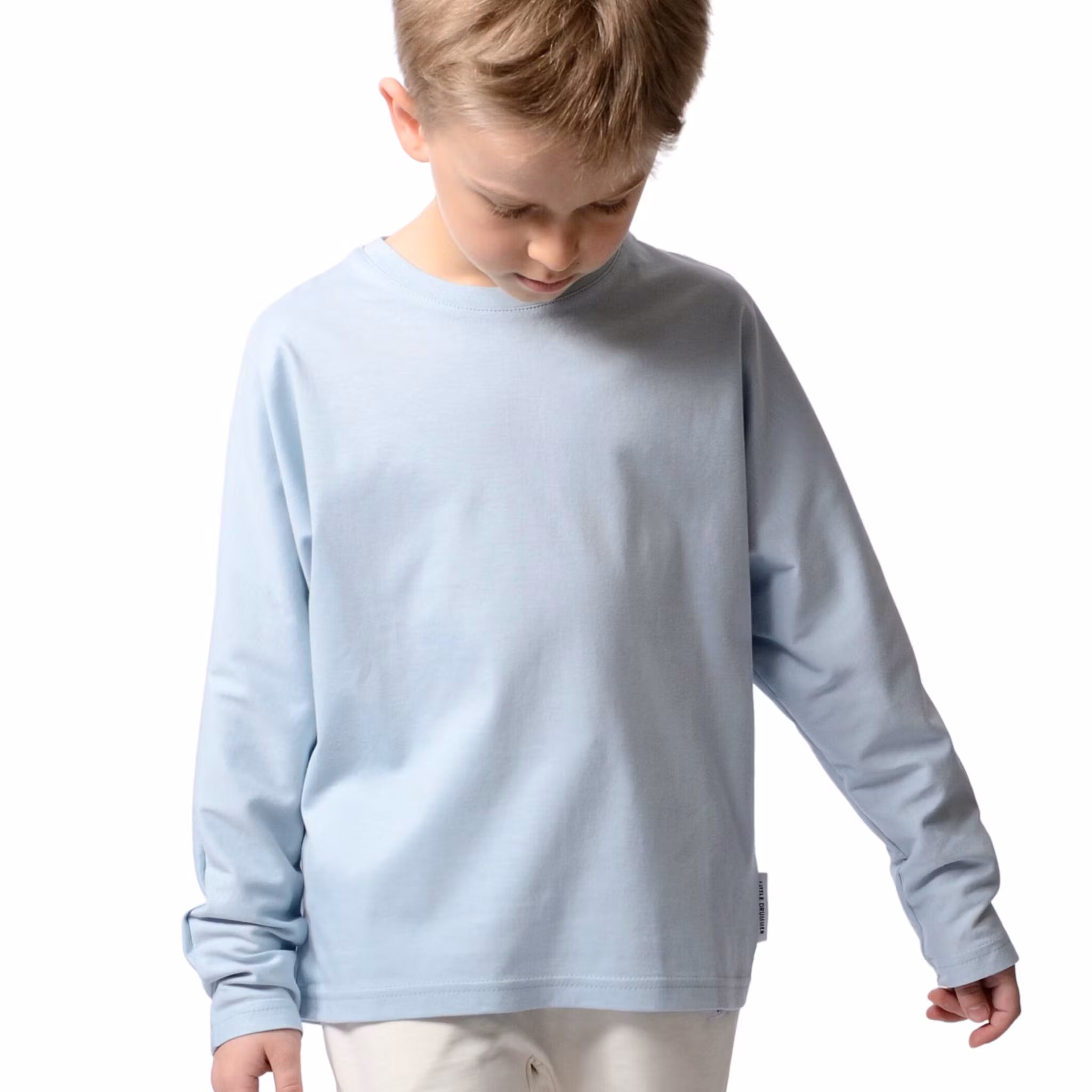 Enfärgad långärmad t-shirt blå