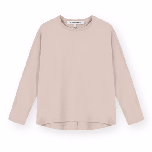 Enfärgad långärmad t-shirt rosa