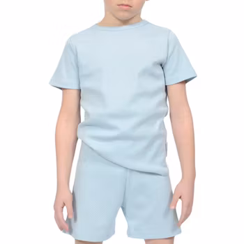 Trikåpyjamas kortärmad blå