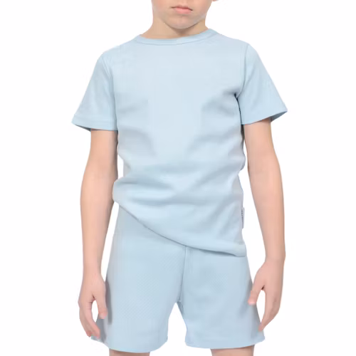 Trikåpyjamas kortärmad blå