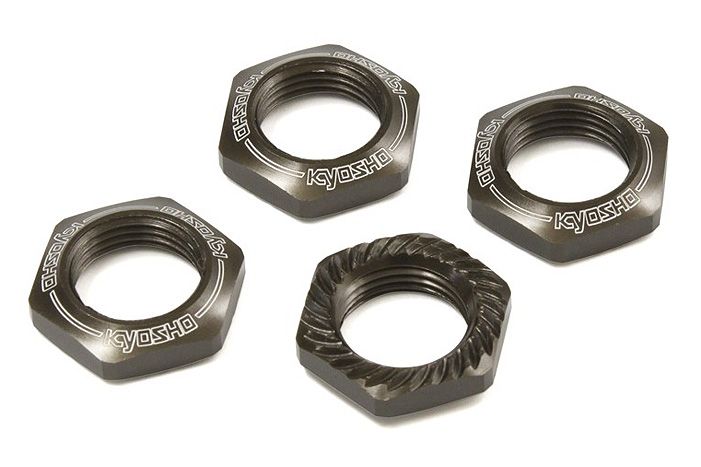KYOSHO 17MM WHEEL NUT (GUNMETAL /4PCS/SERRATED) IFW472GM