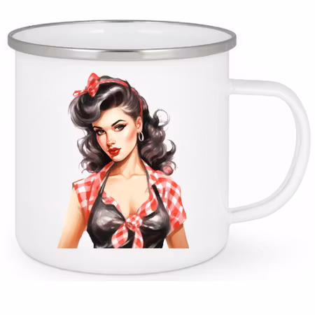 Emaljmugg Med Tryck På En Pinuppa