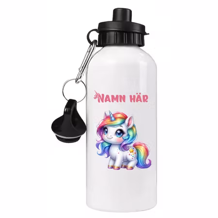 Vattenflaska Med En Unicorn Och Eget Namn Finns Fler Färger