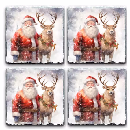 Glasunderlägg Granit Med julmotiv 4 Pack