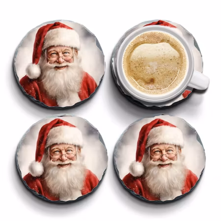 Julmotivade Glasunderlägg i Granit - 4 pack