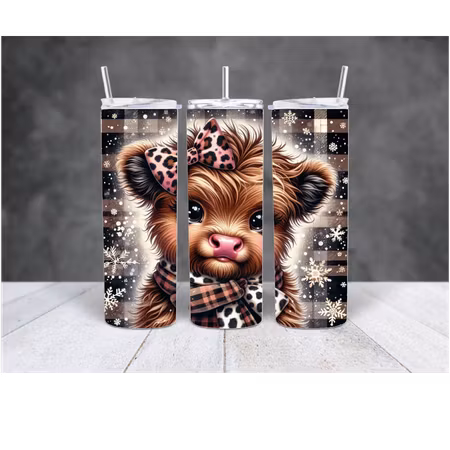 Tumbler med Highlander-ko julmotiv-H1