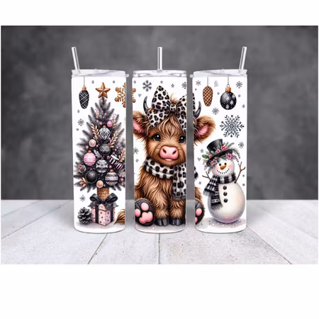 Tumbler med Highlander-ko julmotiv-H4