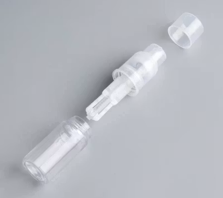 Pudersprayflaska genomskinlig i plast med pip 50 ml