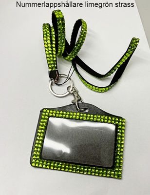 Nummerlappshållare Limegrön med strass