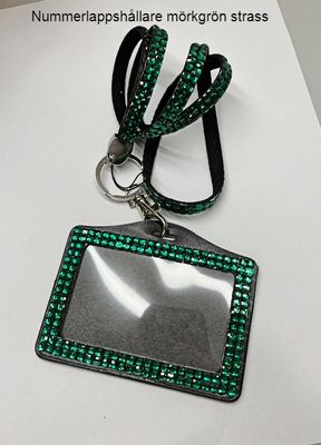 Nummerlappshållare Mörkgrön med strass