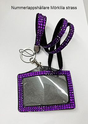 Nummerlappshållare Mörklila med strass
