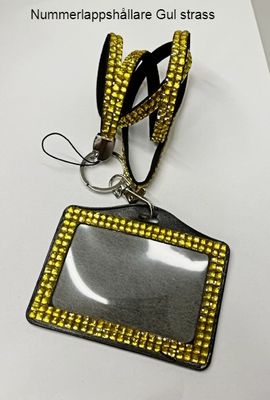 Nummerlappshållare Gul med strass