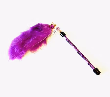 Vippa lila glaskross med lila kaninpäls