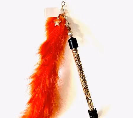 Vippa guld diamanter, orange kaninpäls