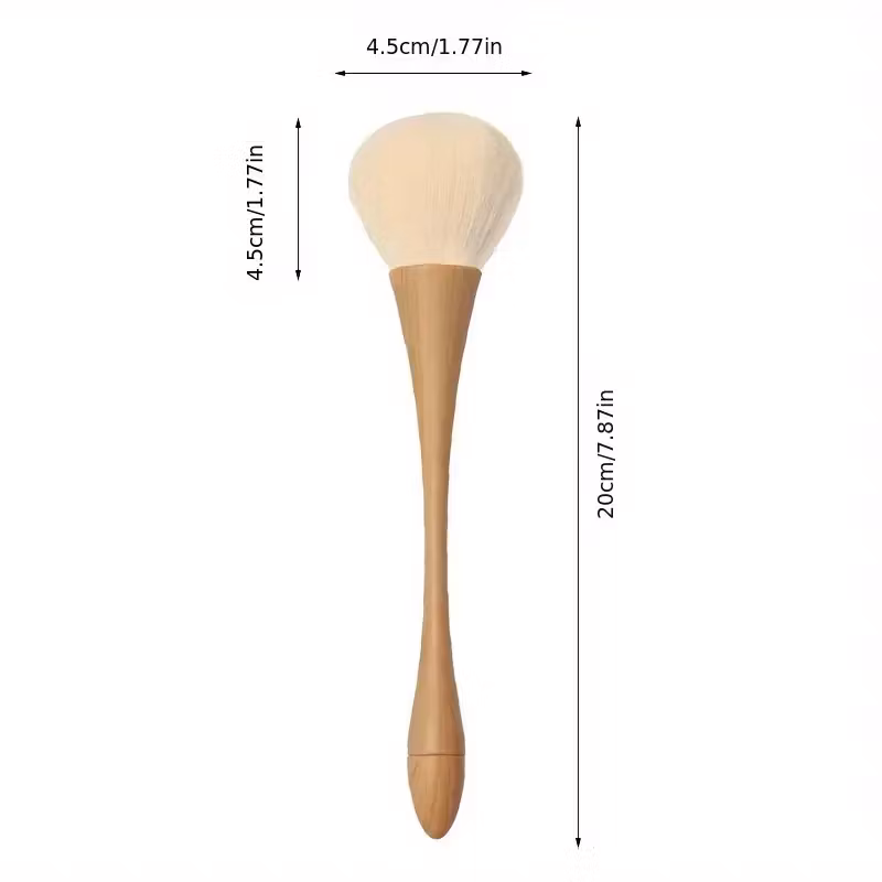 Puderborste med trähandtag