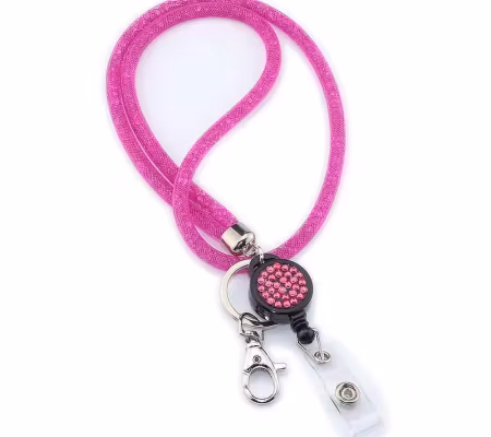 Nummerlappshållare i nylon med bling cerise