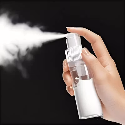 Pudersprayflaska genomskinlig i plast 25 ml