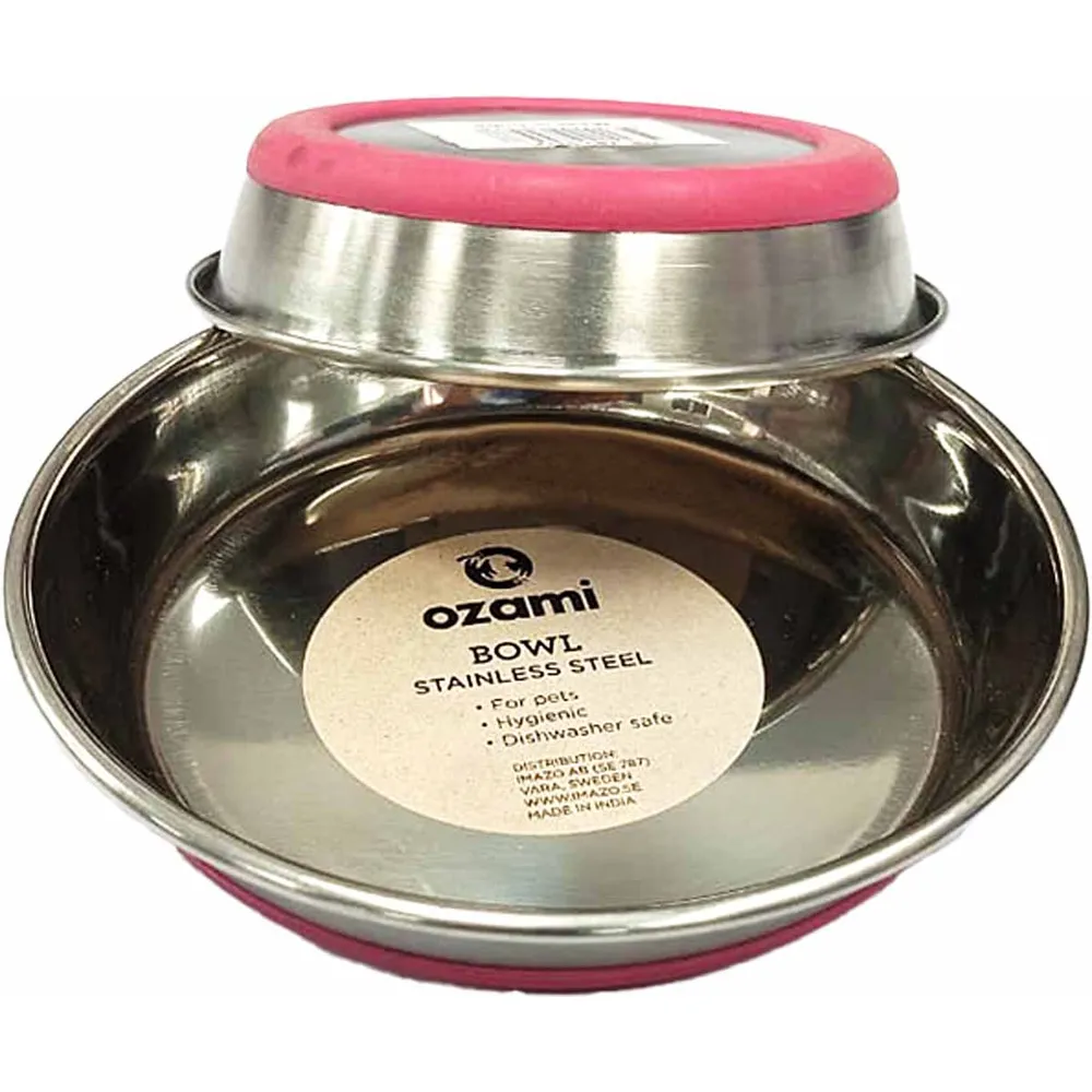 Skål rostfri antislip rund rosa  230 ml