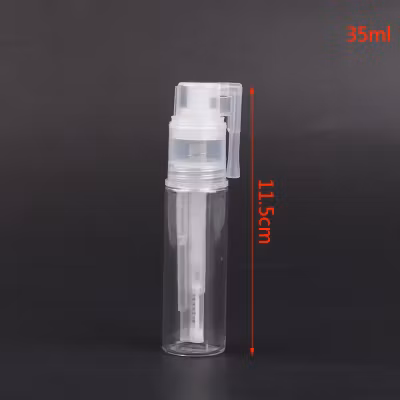 Pudersprayflaska genomskinlig i plast med pip 35 ml