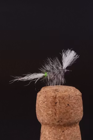 Pompero tørrflue, grønn, blå, grey, light grey og hvit